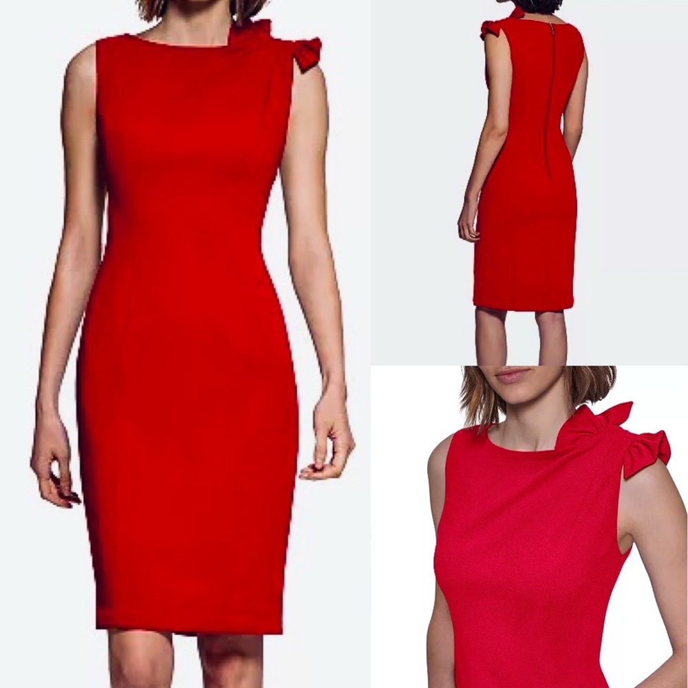 Calvin Klein
Women's Bow-Trim Boat-Neck Sheath Dress Size 6 NEW WITH TAGS RED - Picture 5 of 10